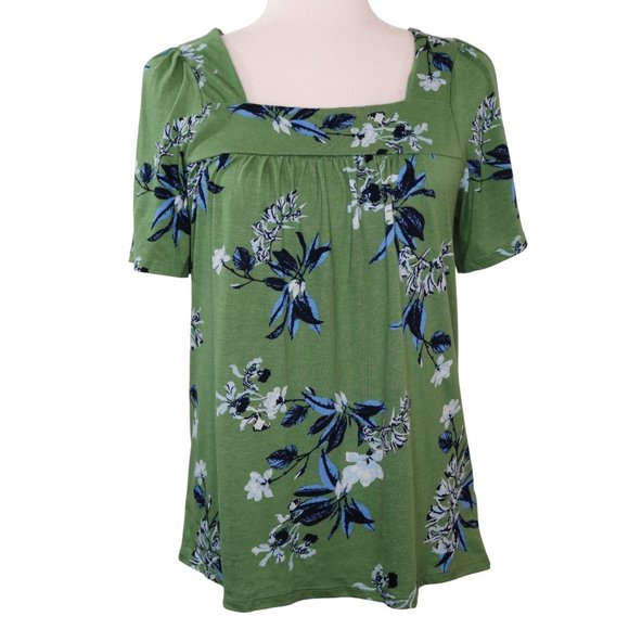 Lucky Brand Green Floral Print Square Neck Top - Picture 10 of 10
